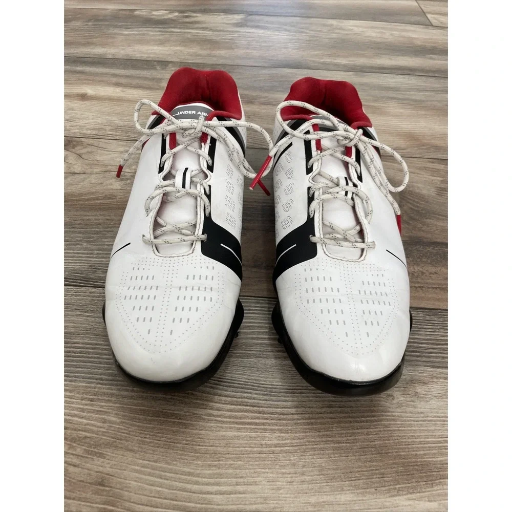 Under Armour JORDAN SPIETH ONE JR YOUTH BOYS GOLF SHOE SIZE 6Y WHITE & Red